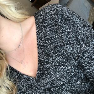 H&M Heathered Black + Grey V Neck Sweater